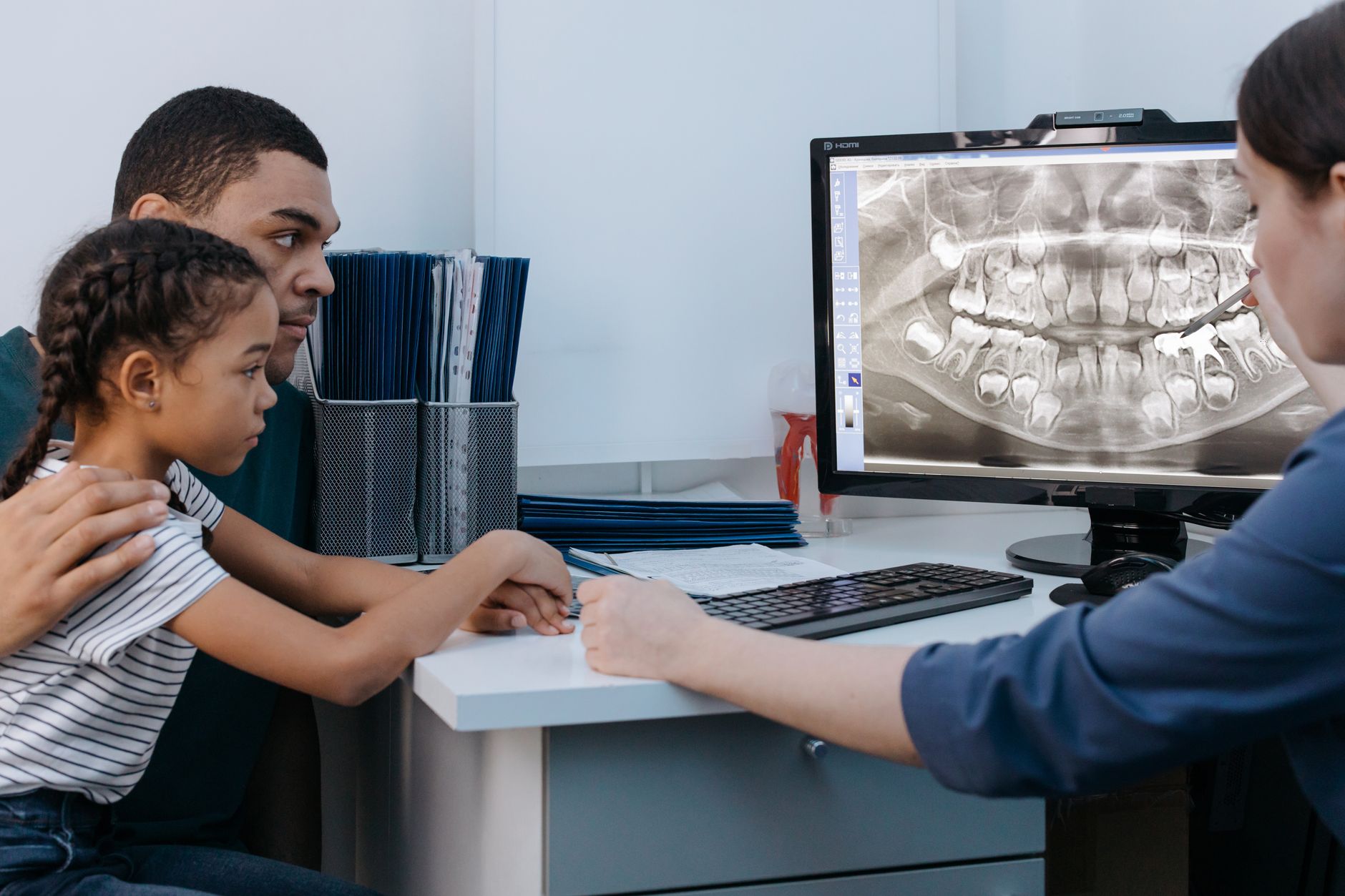child dental checkup with parent